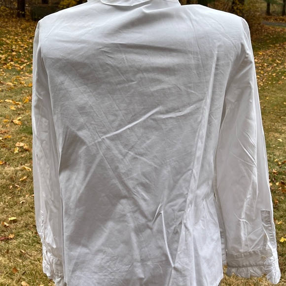 White Piecrust Ruffle Collar Button Down Zelda Blouse White - Picture 2 of 5